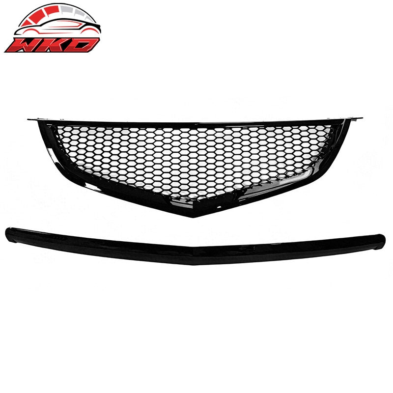 Fits 04-06 Acura TL Honeycomb Style Front Bumper Grille w/ Frame Gloss Black ABS