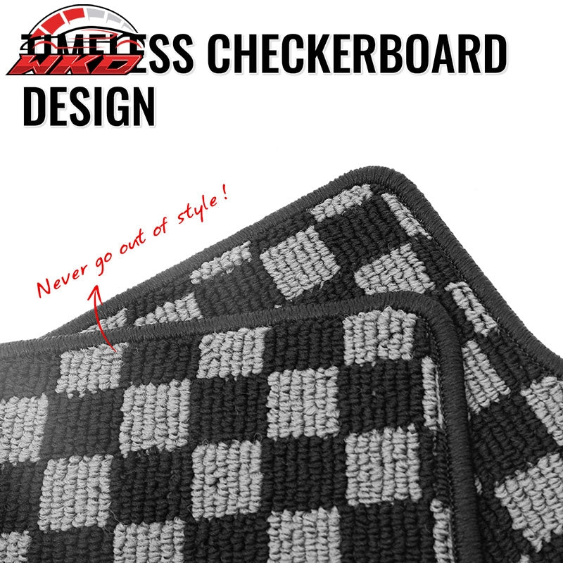 Fits 09-14 Acura TSX Floor Mats Non-Slip Carpets Checkered Black Gray Plaid 4PCS