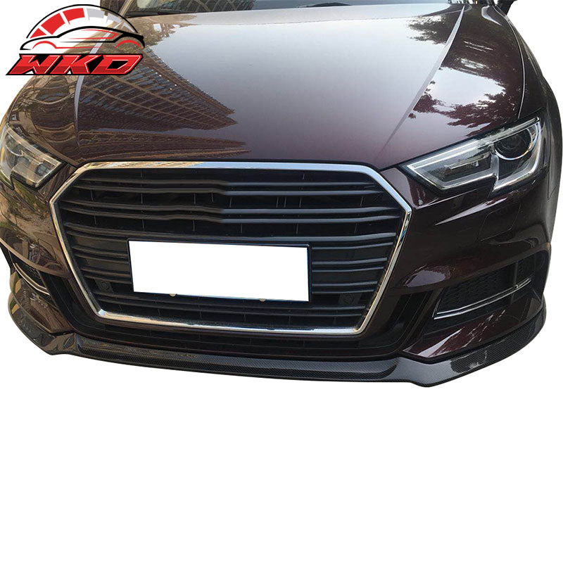 Fits 17-18 Audi A3 S-Line S3 Hatchback Front Bumper Lip - Matte Carbon Fiber