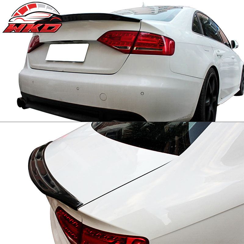 Fits 09-16 Audi A4 B8 Sedan Caractere Style Trunk Spoiler Lip Matte Carbon Fiber