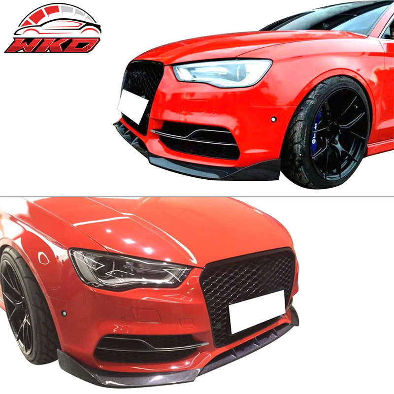 Fits 15-17 Audi S3 8V Sedan JC Style Front Bumper Lip Spoiler Carbon Fiber CF