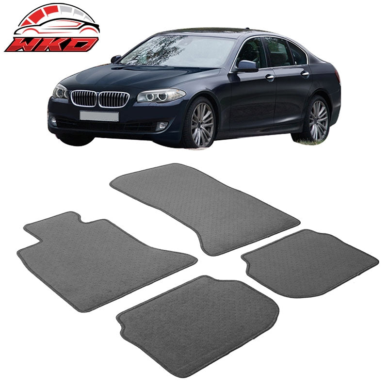 11-16 F10 5-Series 4PCS Floor Mats Liner Front Rear Nylon Grey Carpet FOR: (BMW)