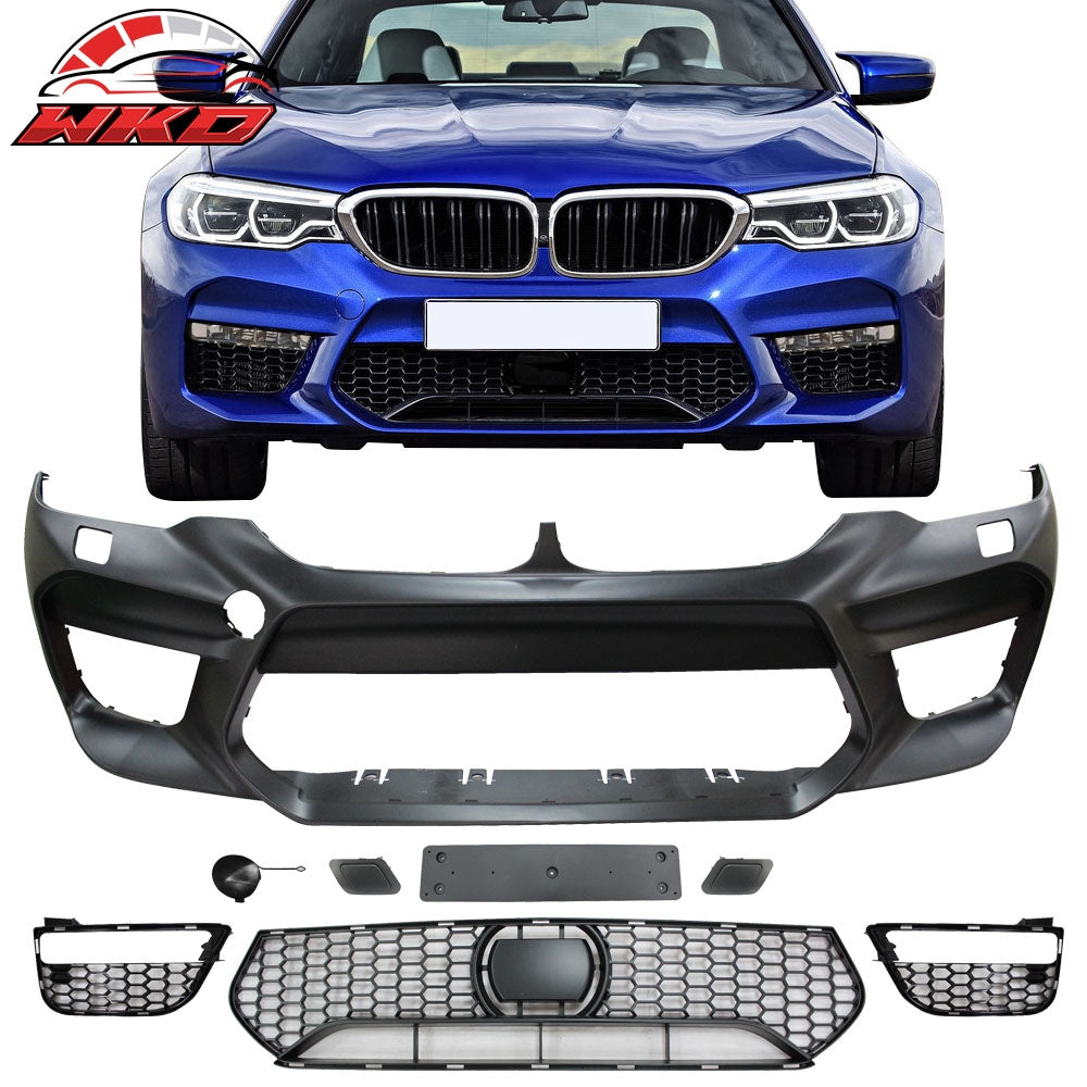 Fits 17-20 BMW G30 5 Series Sedan M5 Style Front Bumper Conversion w/ Fog Cover
