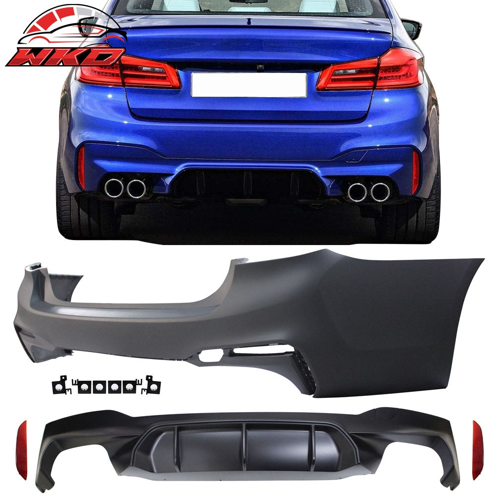 Fits 17-20 BMW G30 Sedan M5 Style Rear Bumper Cover Conversion w/ Diffuser - PP