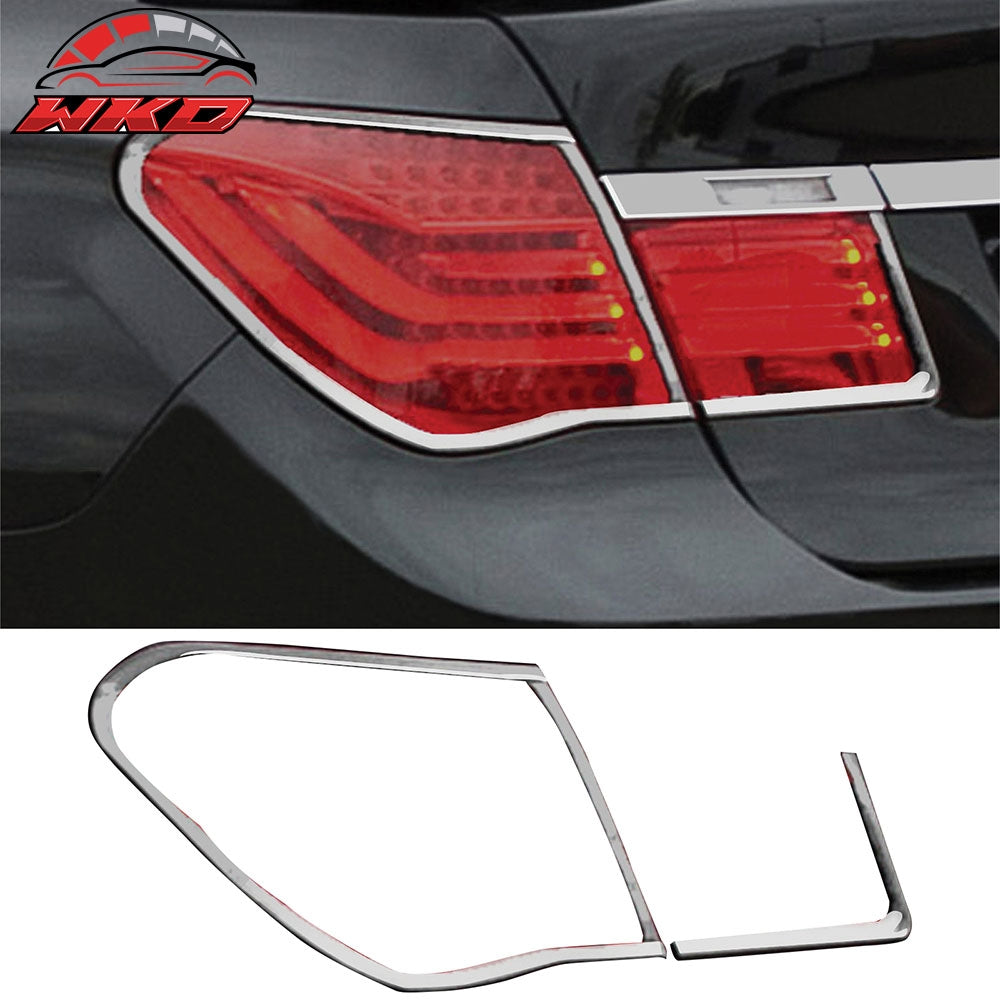 Fits 09-13 BMW F01 7 Series 4PC Rear Tail Light Lamp Bezel Cover Trim ABS Chrome