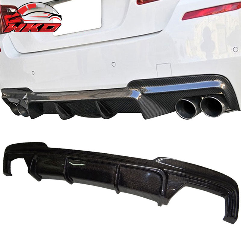 Fits 11-16 BMW F10 M-Sport V Style Rear Bumper Lip Diffuser Matte Carbon Fiber