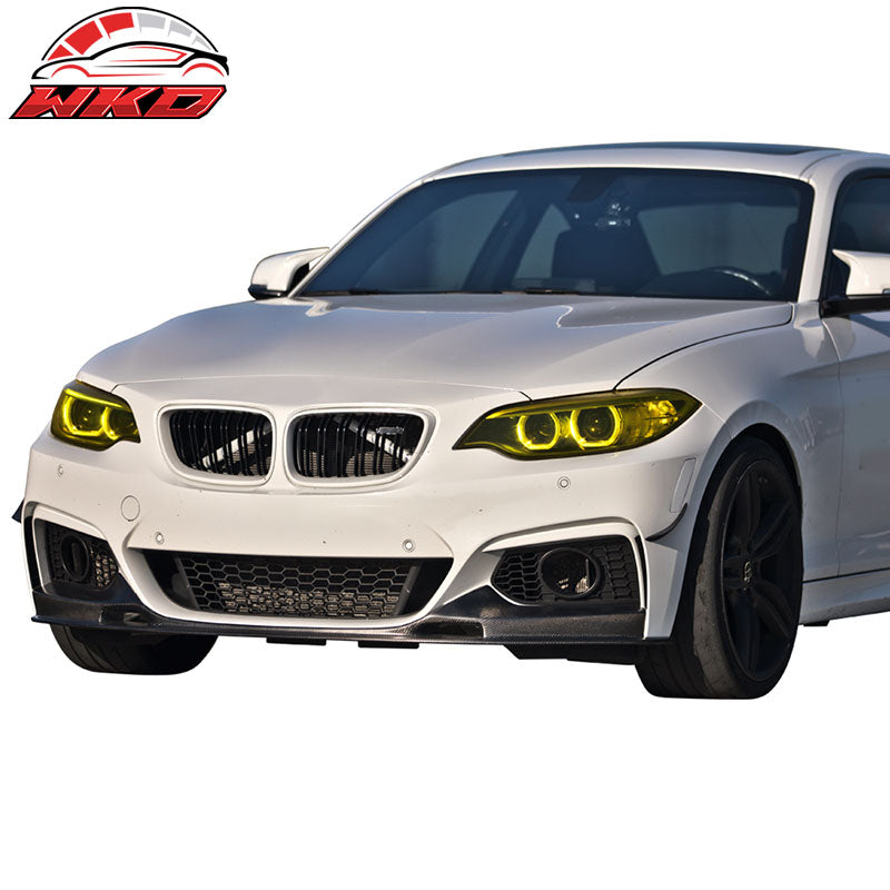 Fits 14-21 BMW F22 2 Series M Sport 3D Style Front Bumper Lip Matte Carbon Fiber