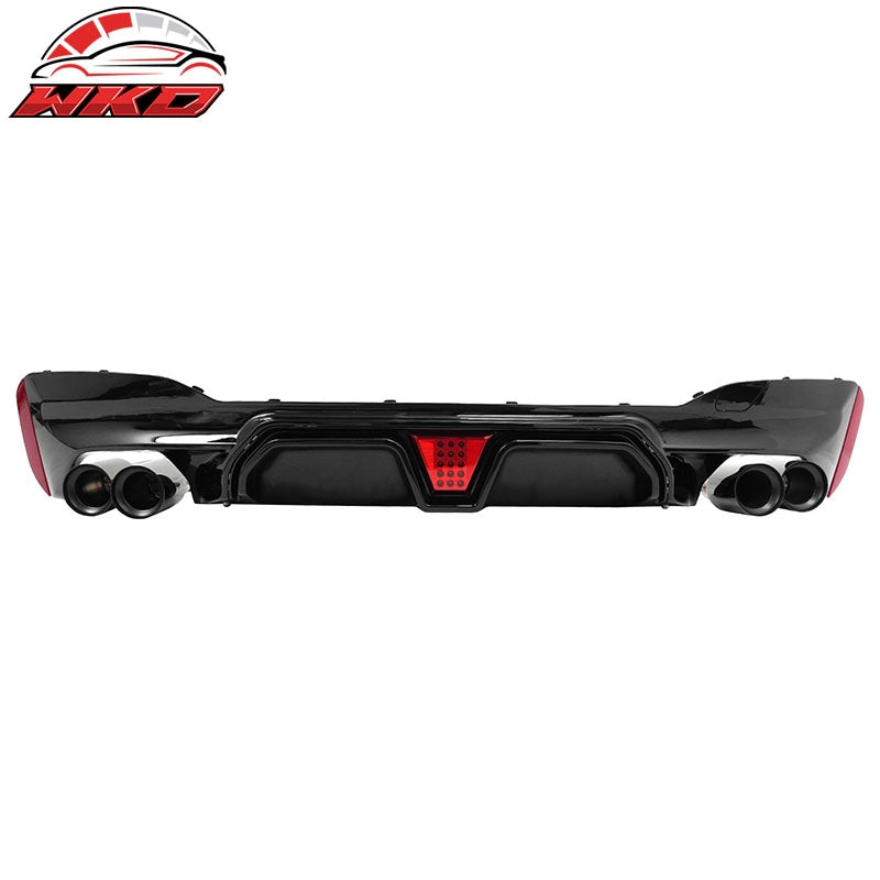 Fits 17-20 BMW G30 5 Series CS Style Rear Diffuser w/ LED + Black Quad Exhaust