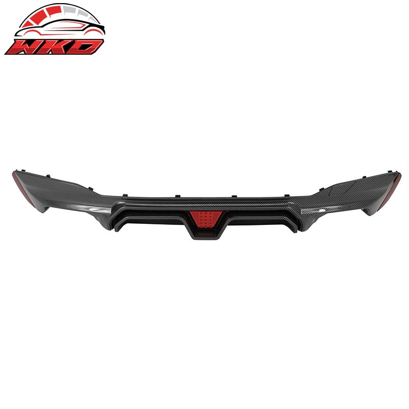 Fits 17-23 BMW G30 5 Series Carbon Fiber Print M5 CS Style Rear Diffuser w/ LED