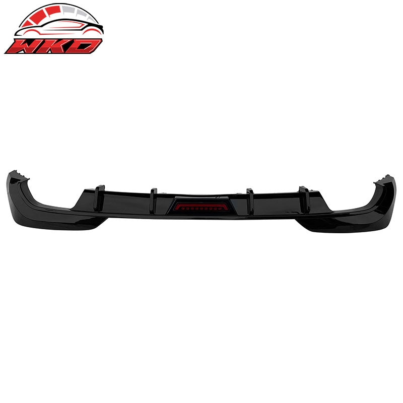 Fits 19-22 BMW Pre LCI G20 3 Series Sedan Gloss Black Rear Diffuser w/ LED Light
