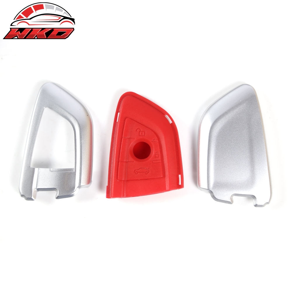 Fits BMW 1 3 4 5 6 7 Series Remote Blade 3 Key Fob Shell Holder Cover Silver Red