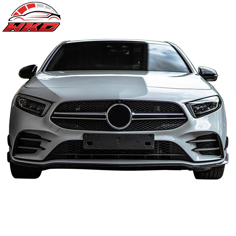 Fits 20-22 Benz W177 A35 AMG Style Front Bumper Lip with Grille Chrome moulding