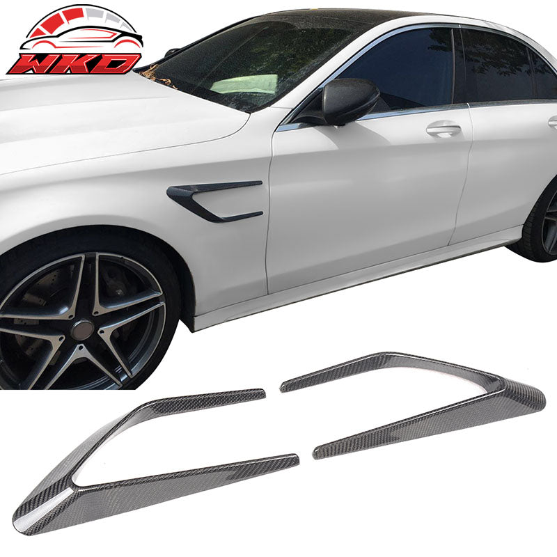 Fits 15-18 Mercedes C-Class W205 Front Fender Scoop Vents - Matte Carbon Fiber