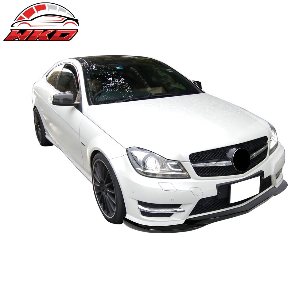 Fits 12-14 Benz W204 C Class GH Style Front Bumper Lip Spoiler ABS Gloss Black