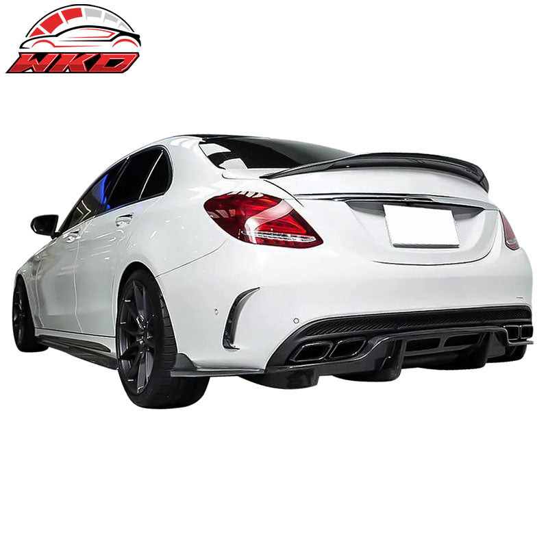 Fits 15-18 C-Class W205 Rear Bumper Side Vents Spoiler Forged Matte Carbon Fiber