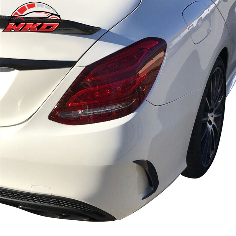 Fits 15-18 Benz C-Class W205 2PC Rear Bumper Spoiler Air Vent Matte Carbon Fiber
