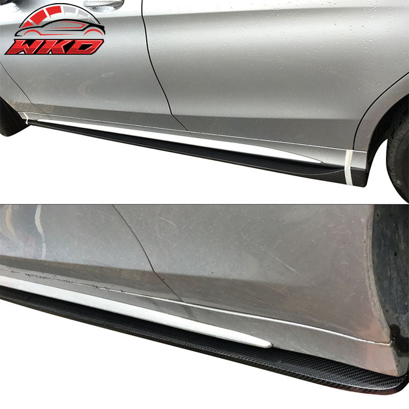 Fits 15-18 Benz C Class W205 AMG Sport Side Skirt Pair - Matte Carbon Fiber