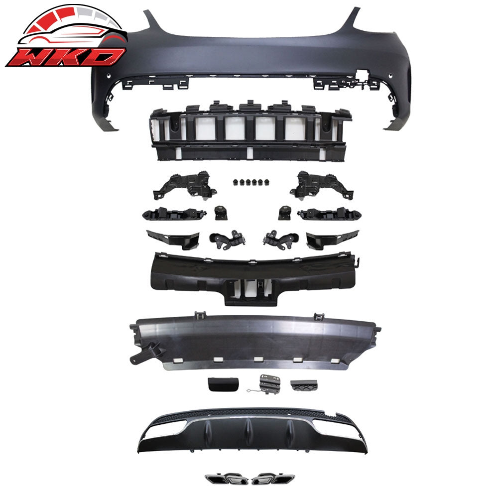 Fits 15-16 W205 C63 Style Full PDC Front +Rear Bumper+Side Skirts