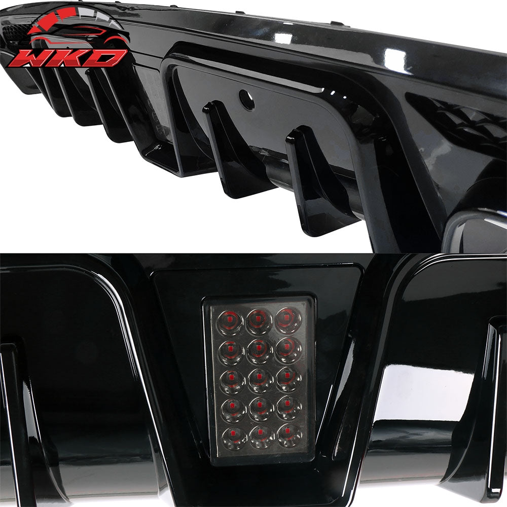 Fit 15-21 Benz W205 C Class C63 AMG B Style Rear Bumper Lip Diffuser Gloss Black