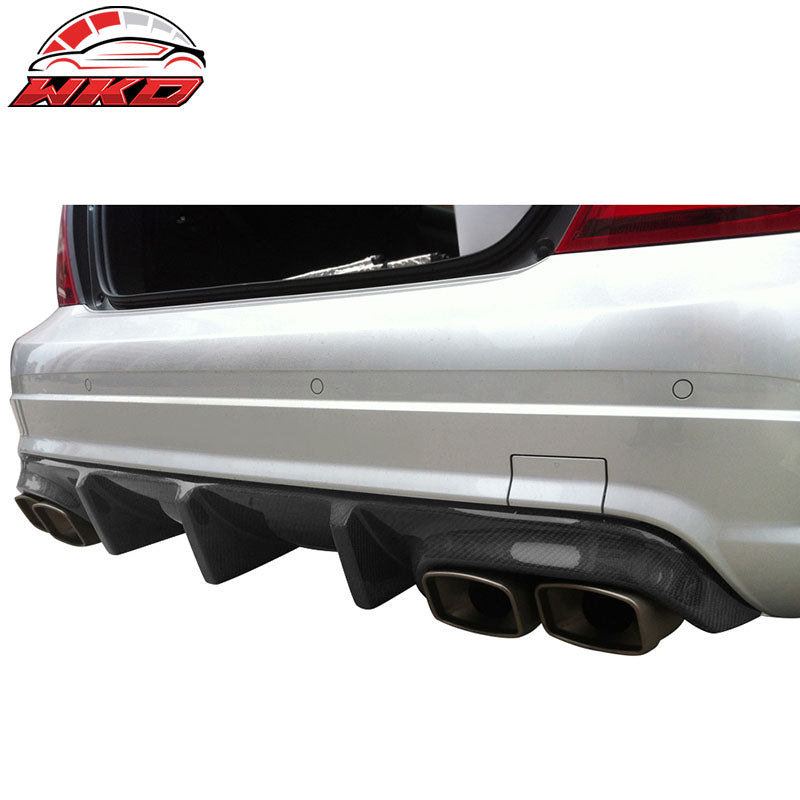 Fits 08-11 Benz C Class W204 C63 TMS Style Carbon Fiber Rear Diffuser