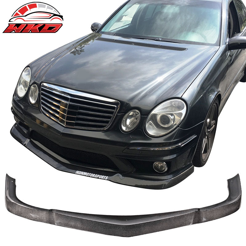 Fits 06-09 Benz W211 E63 AMG XY Style Front Bumper Lip - Matte Carbon Fiber