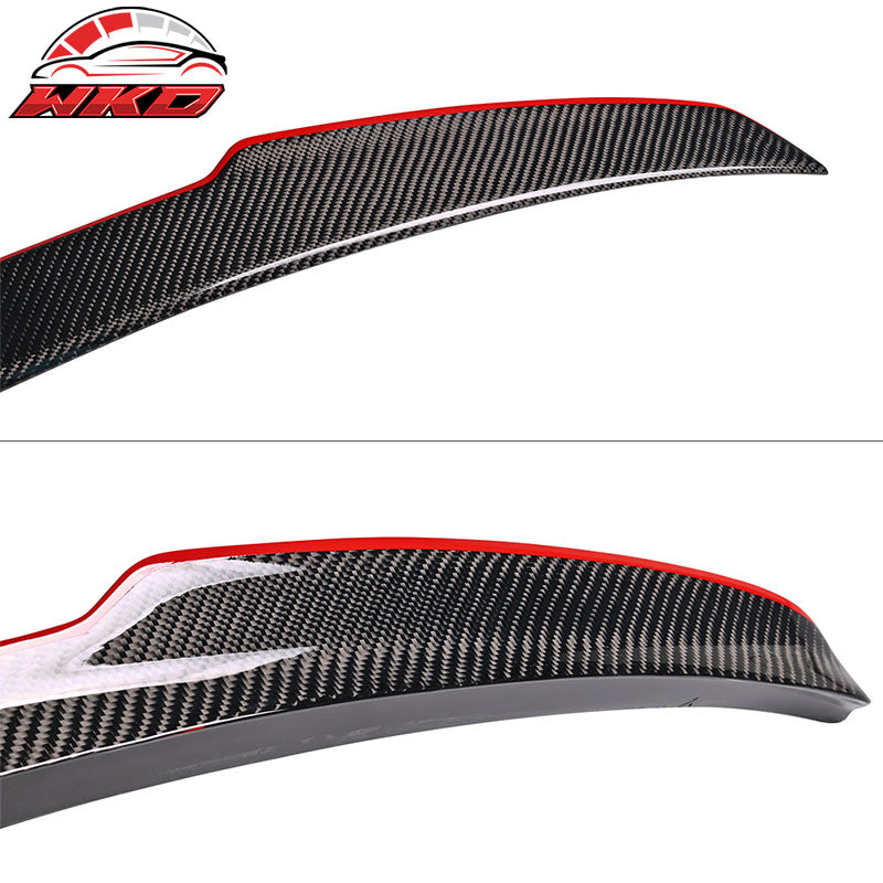 Fits 15-21 Benz W205 C Class Sedan V Style Matte Carbon Fiber Rear Trunk Spoiler