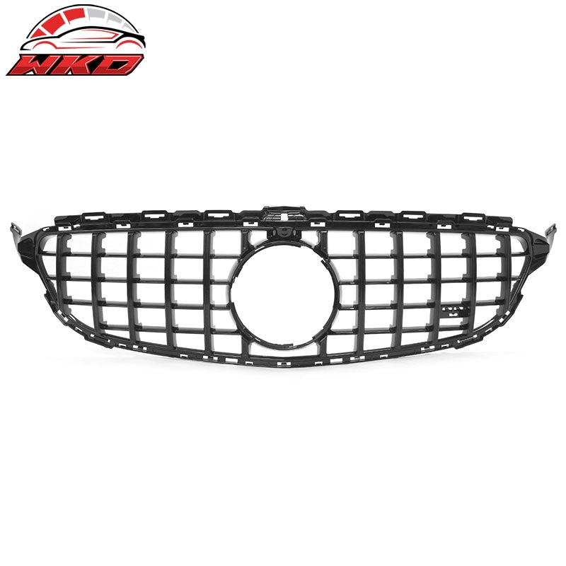 Fits 15-18 Benz W205 C350e C450 AMG GT Style Front Upper Grille Gloss Black ABS