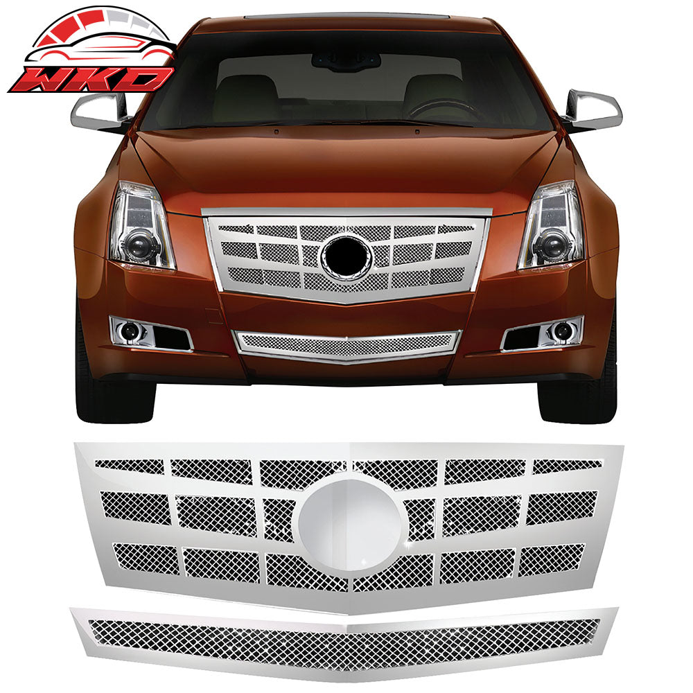For 2008-2011 Cadillac CTS Sedan Mesh Chrome Front Insert Grille Stainless Steel