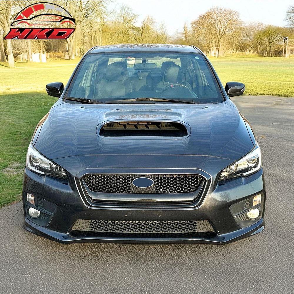 Fits 15-17 Subaru WRX STI JDM Style Front Bumper Upper Grille Gloss Black ABS