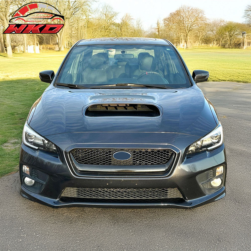 Fits 15-17 Subaru WRX STI JDM Style Front Bumper Upper Grille Gloss Black ABS
