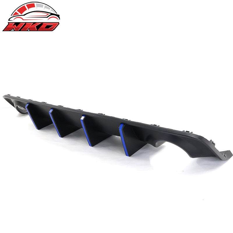 Fits 20-23 Charger Widebody Matte Black Rear Diffuser PP W/ Blue Reflective Tape