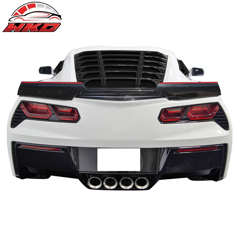 Fits 14-19 Chevy Corvette C7 Gloss Black Rear Window Louver Rain Wind Guard ABS