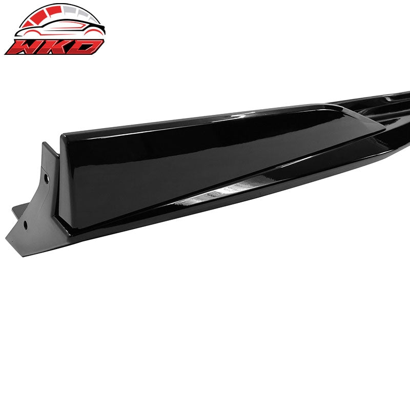 Fits 16-24 Chevy Camaro Rocker Style Side Skirts Rocker Panel Gloss Black 4PC PP