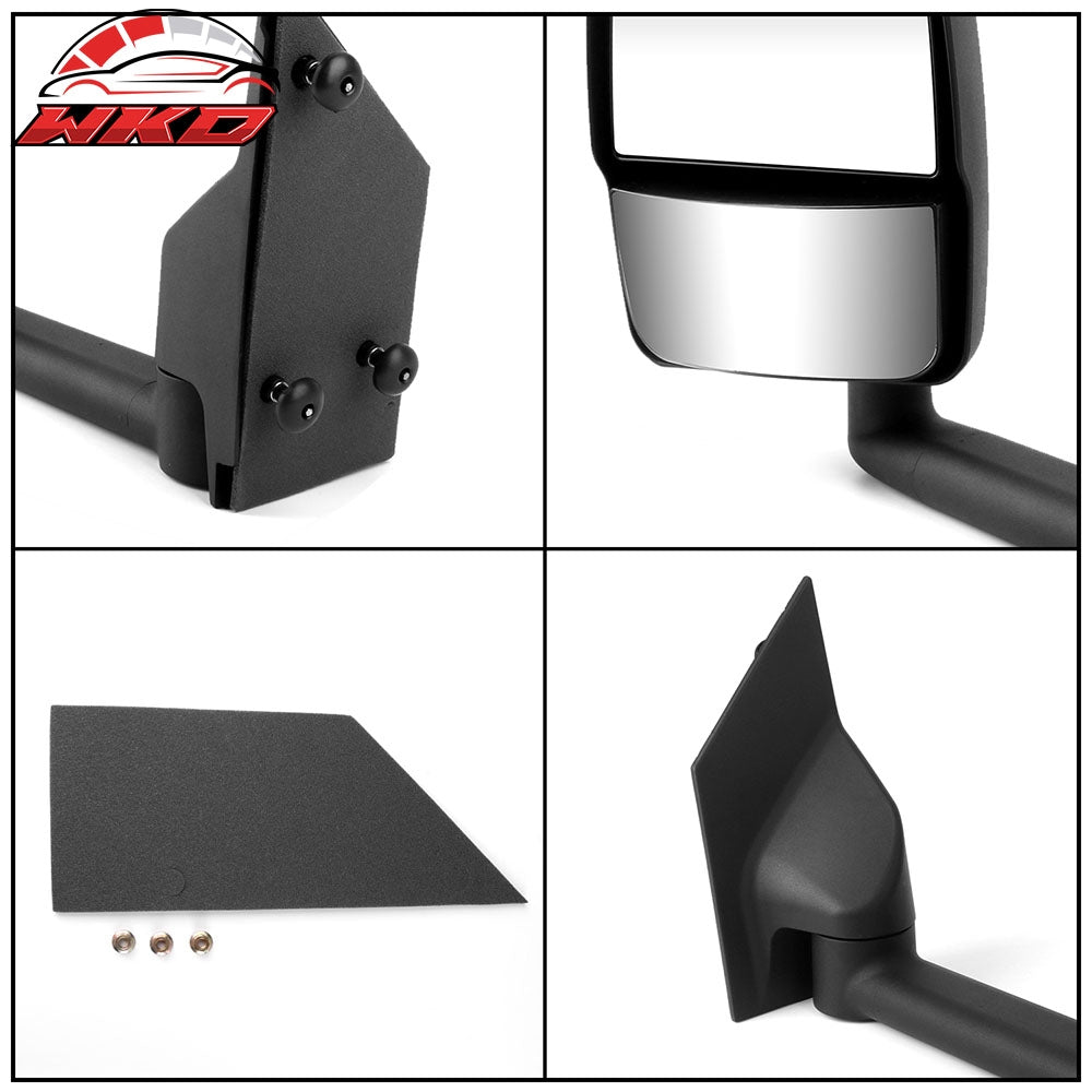 Fits 03-17 Chevy Express GMC Savana Side View Towing Mirrors Textured Black Left
