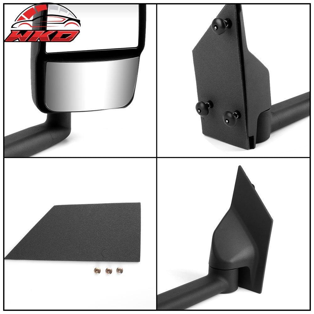 Fits 03-17 Chevy Express GMC Savana Side View Towing Mirror Textured Black Right