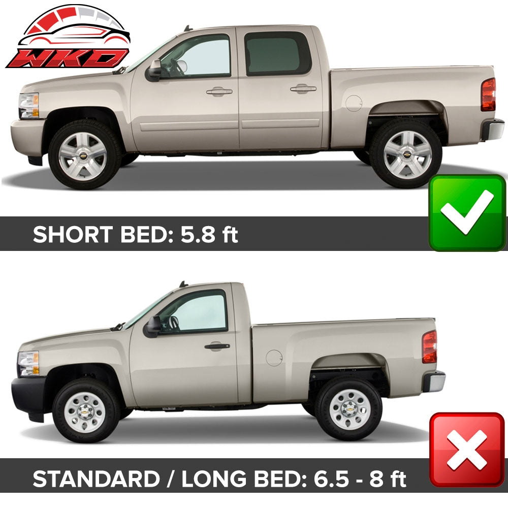 Fits 07-13 Chevy Silverado 1500 5.8ft Short Bed Pocket Rivet Fender Flares ABS