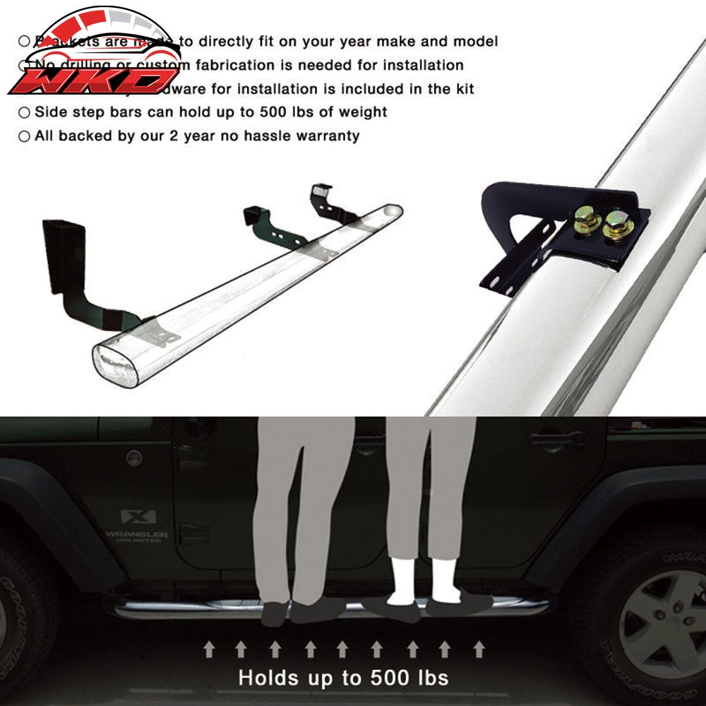Fits 07-18 Silverado GMC Sierra Crew Cab 5" Side Step Nerf Bar Running Board 2PC