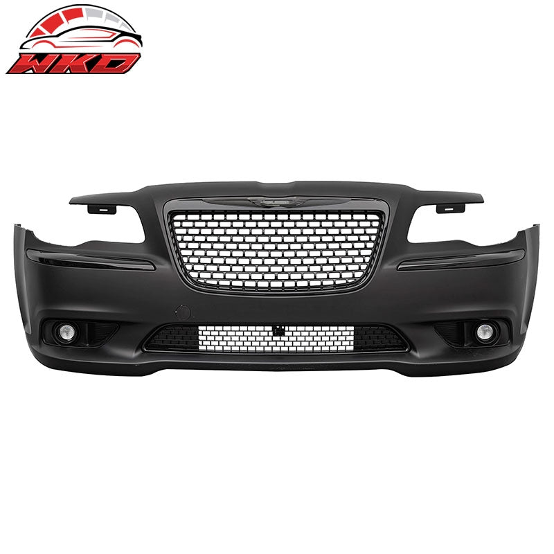For 11-14 Chrysler 300 SRT8 Style Front Bumper w/ Gloss Black Grilles Fog Lights