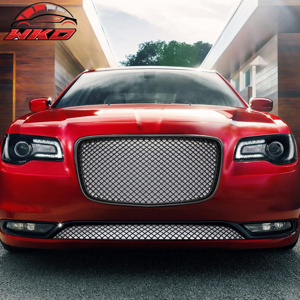 Fits 15-23 Chrysler 300 300C B Style Front Bumper Upper Grill Grille - Unpainted