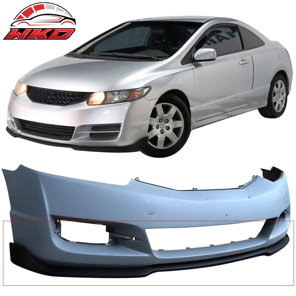 Fits 09-11 Honda Civic 2Dr Coupe CS Style Front Bumper Lip Spoiler - PU