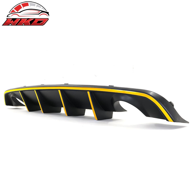 For 12-14 Dodge Charger SRT8 V2 Style Rear Diffuser PP w/ Yellow Reflective Tape