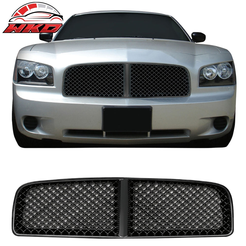 Fits 06-10 Dodge Charger Black Front Bumper Hood Grille ABS Bently Mesh Style