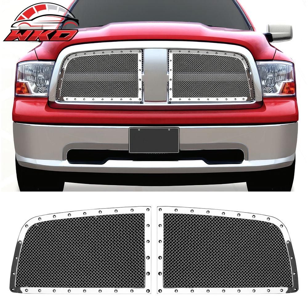 Fits 09-13 Dodge Ram 1500 Mesh Style Chrome Front Insert Grille Stainless Steel