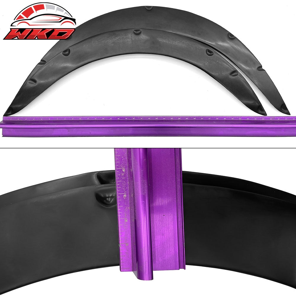 Universal Fitment Fender Flares PU Unpainted Black Wheel Cover Protector 4PCS