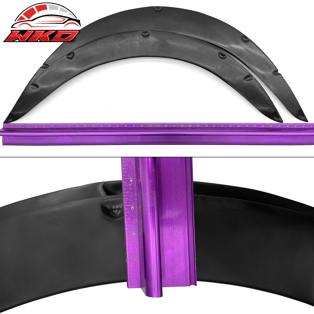 Universal Fitment Fender Flares PU Unpainted Black Wheel Cover Protector 4PCS