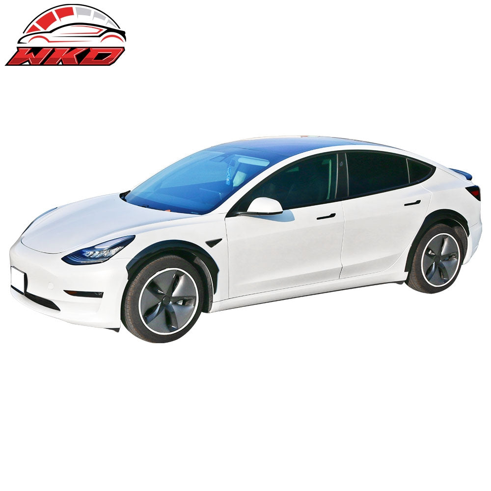 Fits 17-23 Tesla Model 3 Fender Flares Wheel Strip Trim Gloss Black 8PC - FRP