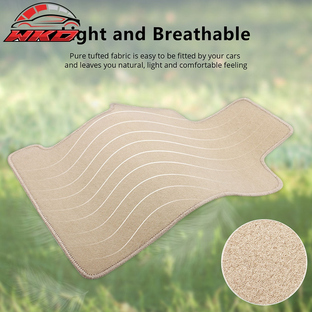 Fits 17-24 Alfa Romeo Giulia Anti-Slip Front Rear Floor Mats Nylon 4PCS - Beige