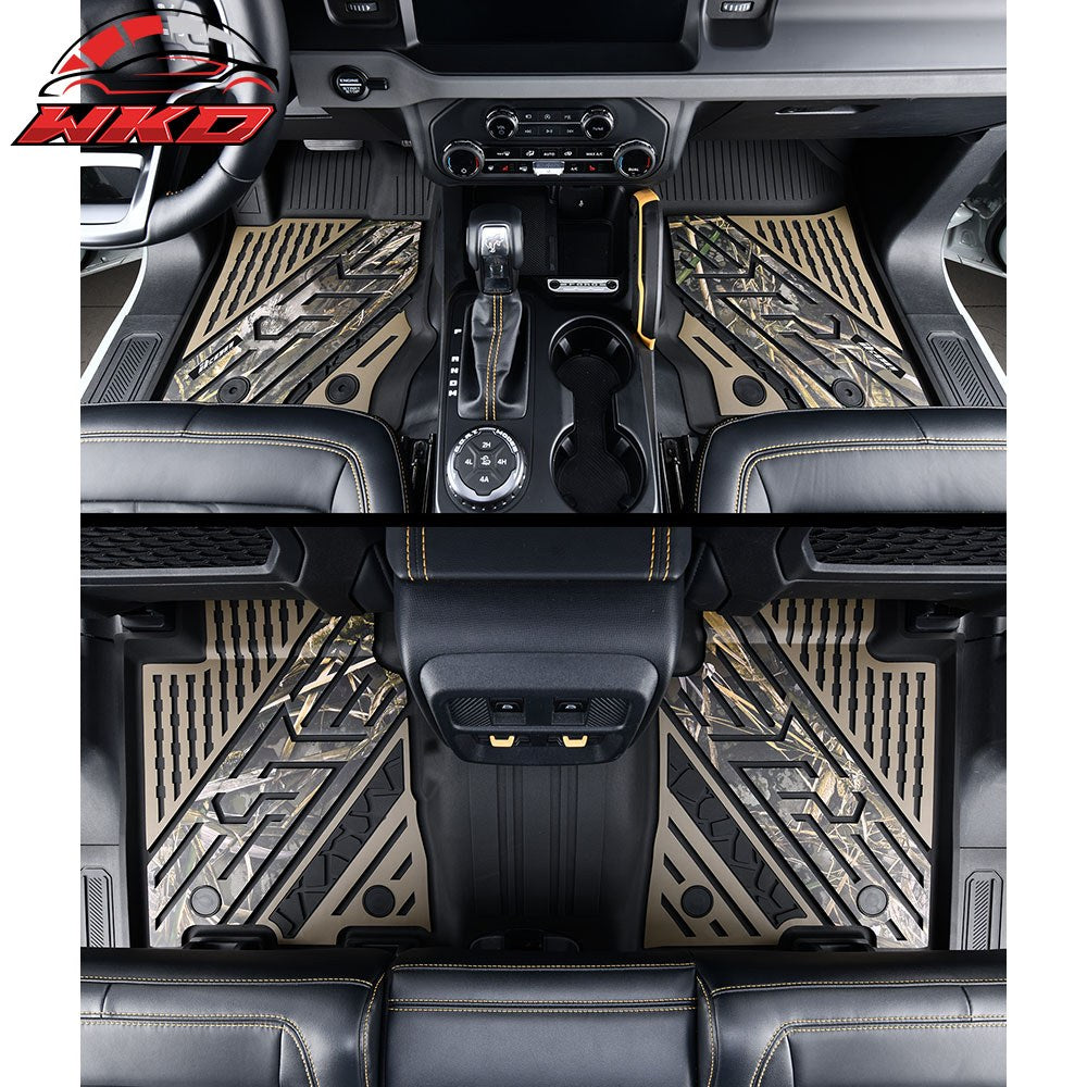 Wholesale 21-25 Ford Bronco 4DR TPE Floor Mats All Weather Liners Black w/ Camouflage