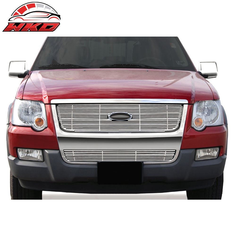 Fits 09-10 Ford Explorer Billet Style Chrome Front Insert Grille Stainless Steel