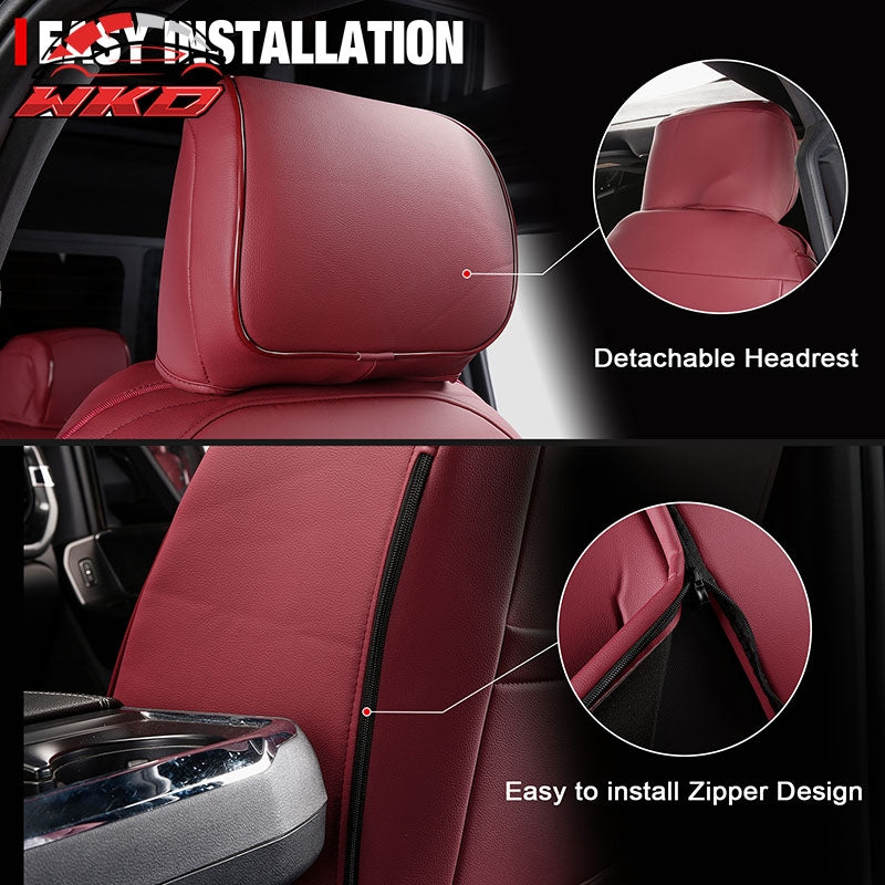 Fits 15-20 Ford F-150 17-22 F-250 F-350 F-450 Crew Cab Seat Covers Full Set Red